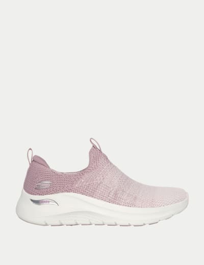 Skechers pink cheap slip ons
