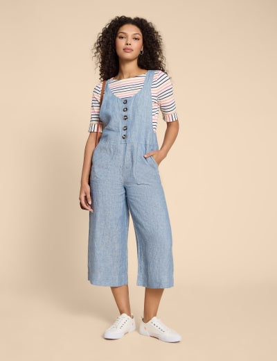 Lover's Meet Wide Leg Dungarees - Cotton and Linen Blend - Seasalt