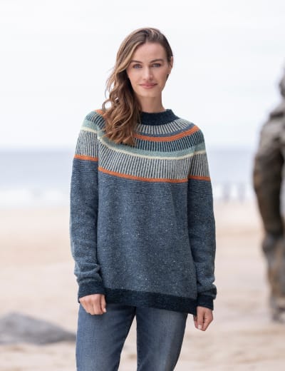 Pure Wool Fair Isle Funnel Neck Jumper, Celtic & Co.