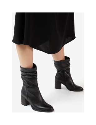 leather black mid calf boots