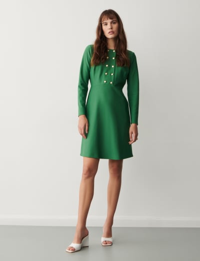 M&s green cheap velvet dress
