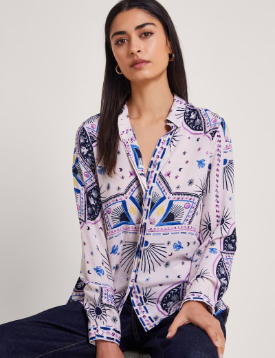 Collarless Regular Fit Long Sleeve Blouse M S Collection M S