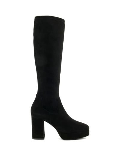 Suede platform boots knee high discount
