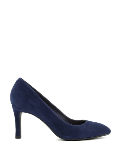 Navy blue court shoes block heel top