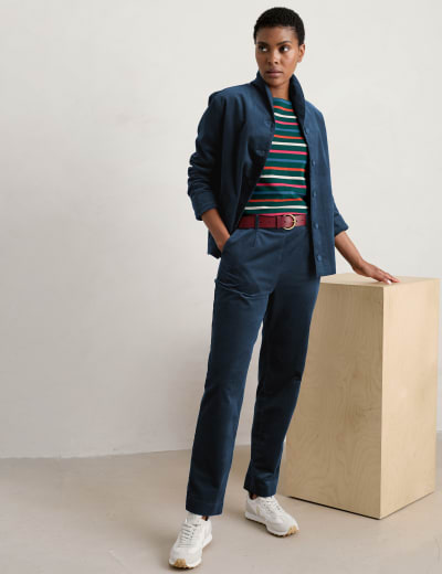 Striped tapered trousers clearance