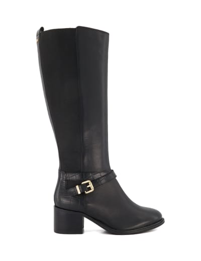 Leather Buckle Block Heel Knee High Boots Dune London M S