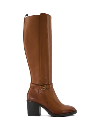 Leather Cleated Block Heel Knee High Boots Dune London M S