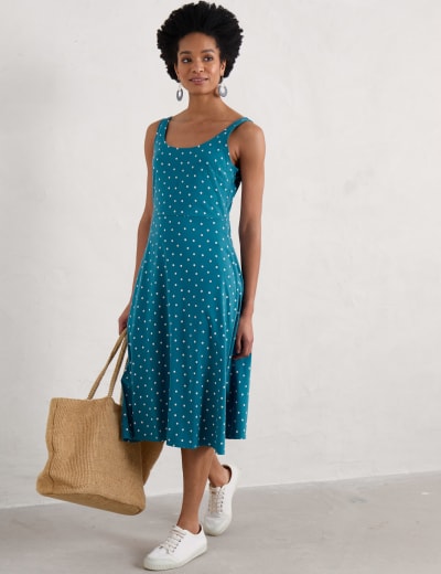 Buy Polka Dot V-Neck Ruffle Midaxi Skater Dress | SOSANDAR | M&S