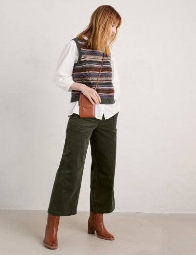 Womens wide best sale leg cropped trousers