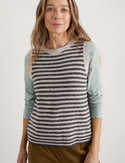 Striped geometric cowl neck sweatshirt discount