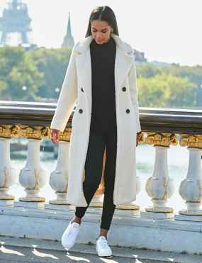 Urbancode Synthetic Borg Overcoat in White Womens Clothing Coats Long coats and winter coats 