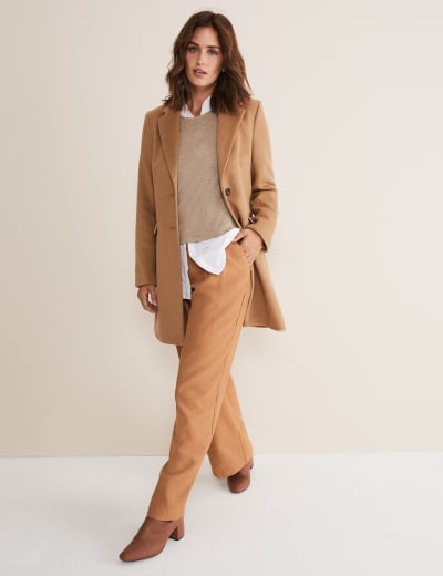 Single breasted sale camel coat womens