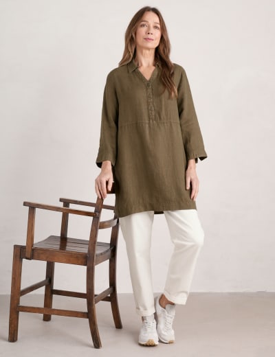 Pure Linen Oversized Tunic Seasalt Cornwall M S