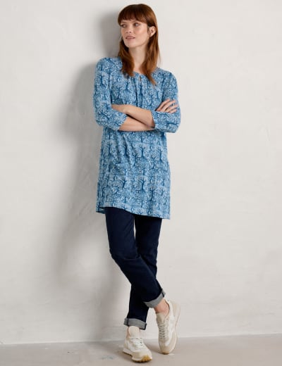 Striped geometric cowl neck sweatshirt top