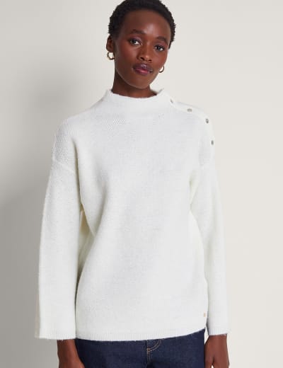 Ribbed Funnel Neck Jumper M S Collection M S