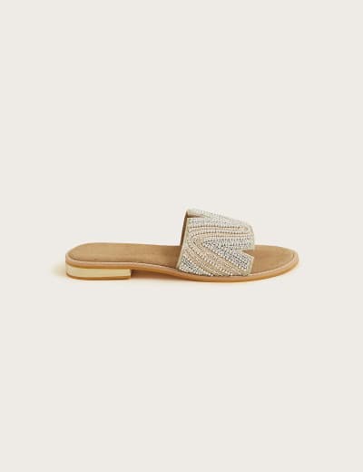 Leather Embellished Flat Flip Flops Monsoon M S