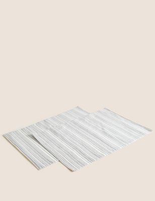 Set of 2 Pure Cotton Striped Placemats
