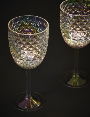 Set of 2 Textured Light Up Wine Glasses
