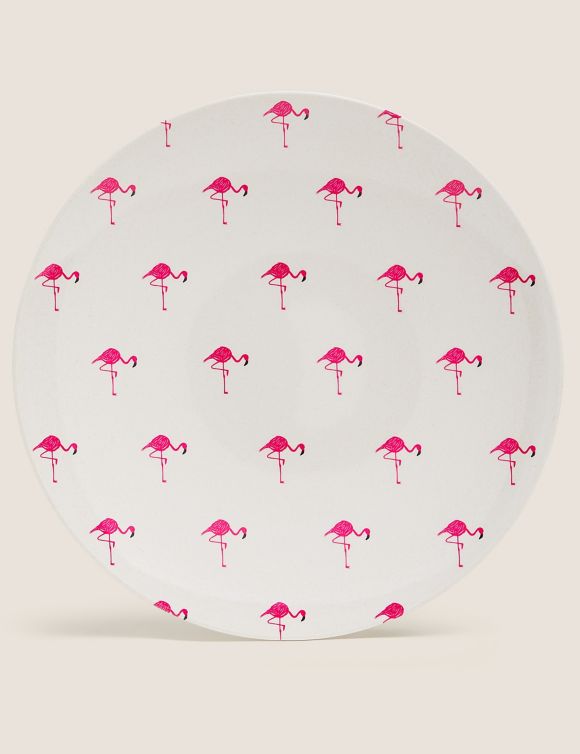 Set of 4 Flamingo Picnic Dinner Plates