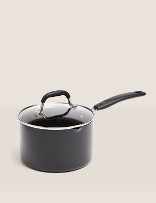 Black Aluminium 18cm Non-Stick Saucepan