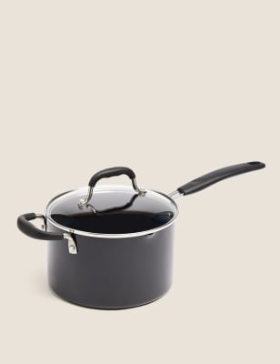 Black Aluminium 20cm Non-Stick Saucepan
