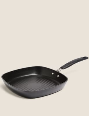 Black Aluminium 26cm Large Non-Stick Griddle Pan