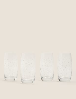 Set of 4 Star Design Highball Glasses