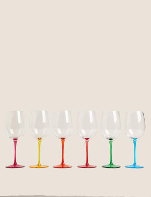 Set of 6 Multicoloured Wine Glasses