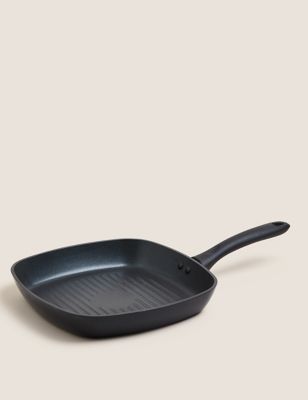 Black Aluminium 26cm Non-Stick Griddle Pan