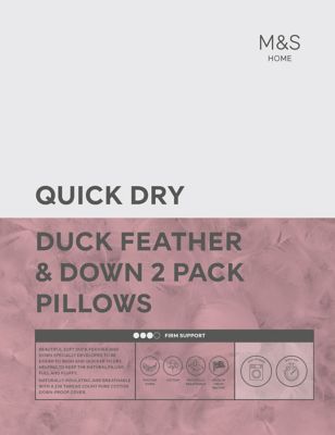 2 Pack Quick Dry Duck Feather & Down Firm Pillows