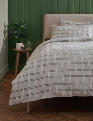 Pure Brushed Cotton Checked Bedding Set