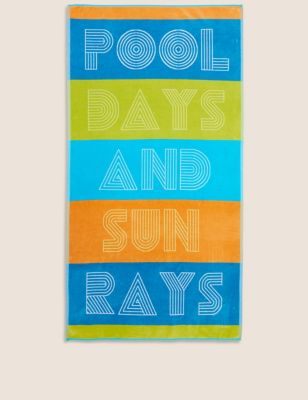 Pure Cotton Pool Days Slogan Beach Towel