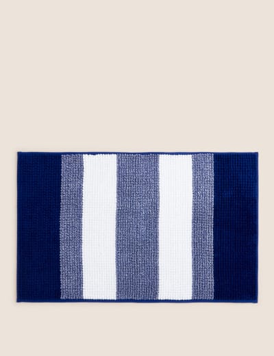 Blue and white striped bath mat new arrivals