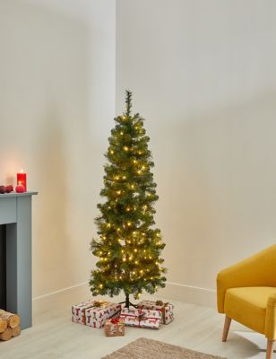 6ft Pre-lit Slim Pine Christmas Tree