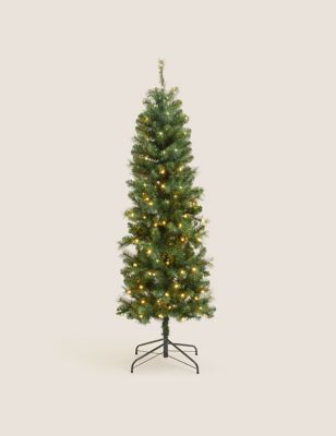 6ft Pre-Lit Slim Pine Christmas Tree