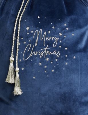 Velvet Embroidered Merry Christmas Sack
