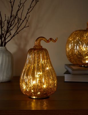Light Up Gold Halloween Squash Decoration