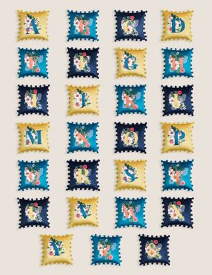 Velvet Alphabet Small Embroidered Cushion