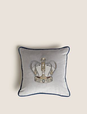 Light-Up Embroidered Jubilee Crown Cushion