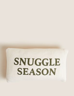 Snuggle Season Slogan Embroidered Cushion