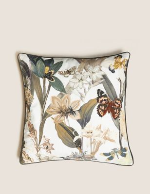 Floral Embroidered & Embellished Cushion