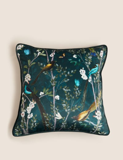 Velvet Spring Bird Cushion M S Collection M S