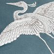 Crane Embroidered Bolster Cushion - duckegg