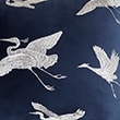 Crane Embroidered Bolster Cushion - navy