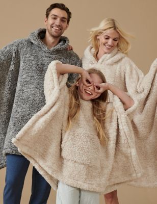 Teddy Fleece Ultra Thermal Adults' Hooded Blanket