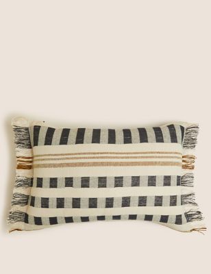 Pure Cotton Stripe & Check Bolster Cushion