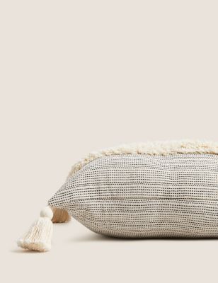 Pure Cotton Tufted Tassel Stripe Cushion