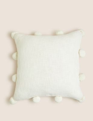 Pure Cotton Pom Pom Edge Cushion