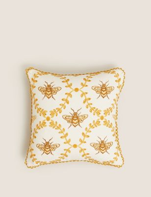 Pure Cotton Bee Small Embroidered Cushion