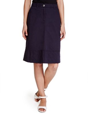 Cotton Rich A-Line Chino Skirt | M&S
